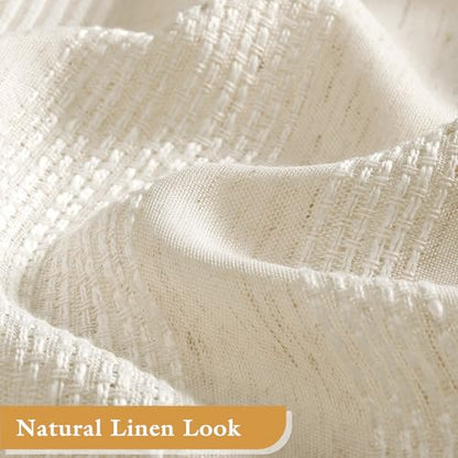 Extra Long Boho Farmhouse Shower Curtain with Tassel, Linen Bohemian French Country Chic Bathroom Shower Curtain Set, Modern Striped Textured Shower Curtain 72x84 - Beige/Cream - color: Beige, size: 72"W x 84"L (Pack of 1)