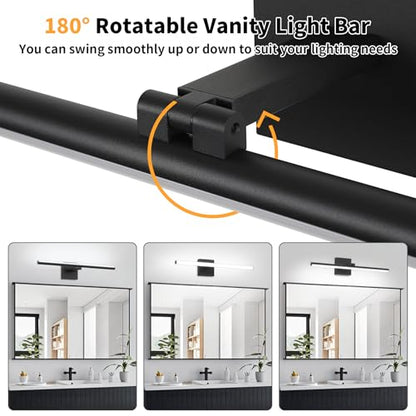 LED Bathroom Vanity Light, Modern Bathroom Light Fixture Over Mirror (Cool White 6000K), Vanity Light Bar with Angle Adjustable, 24 Inch, Black - color: Black-Cool White, size: 24 inch