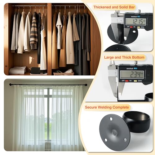 Alise Curtain Rod Holder Bracket 2''Dia,Closet Rod Holders Wall Mount,4Pcs | Ceiling Mounted Curtain Rod Flange Brackets,Ceiling Curtain Rod Brackets,for Bathroom Curtain,Stainless Steel,Black Finish - color: Matte Black, size: 51mm/2-Inch Dia.