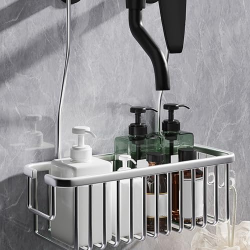 Shower Caddy Hanging, Hanging Shelf over Shower Door Caddy Rack Bathroom Storage Rack Shampoo Bracket Hung on the Bar