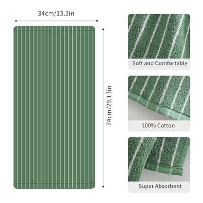 Green Stripe Hand Towels Set of 6，Ultra-Absorbent & Quick-Drying Bathroom Hand Towels 100% Cotton Face Towels, Soft Hand Towels for Bathroom，13” x 29” - color: Green