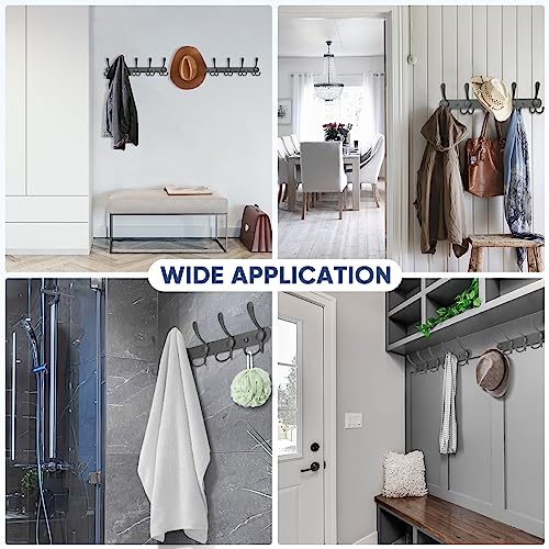 TICONN Wall Mounted Coat Rack, Five Heavy Duty Tri Hooks All Metal Construction for Jacket Coat Hat in Mudroom Entryway (Space Gray, 2-Pack) - color: Space Gray