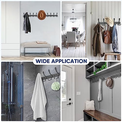TICONN Wall Mounted Coat Rack, Five Heavy Duty Tri Hooks All Metal Construction for Jacket Coat Hat in Mudroom Entryway (Space Gray, 2-Pack) - color: Space Gray