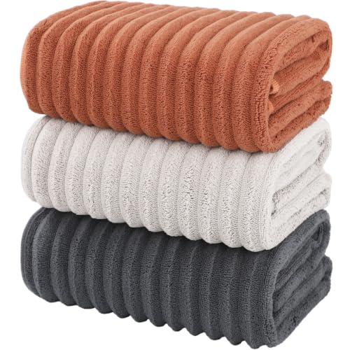3-Piece Hand Bath Towels 14 X 29.6 Inchs, Quick-Dry Microfiber Washcloths with Hanging Loop, Soft & Absorbent Face Towels for Bathroom Kitchen Gym Travel - color: 1darkgrey-1lightgrey-1orange