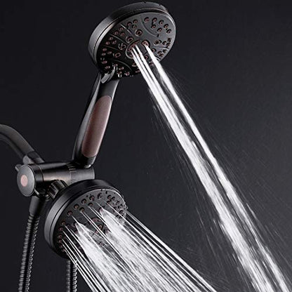 High Pressure 48-mode Luxury 3-way Combo – Dual Rain & Handheld Shower Head – 6 Foot Stainless Steel Hose – Anti Slip Grip – All Oil Rubbed Bronze Finish – Top US Brand – Extra Wall Bracket - color: Oil Rubbed Bronze