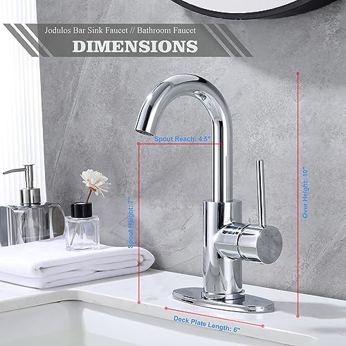 Chrome Bar Sink Faucet, Single Handle Single Hole Prep Sink Faucet, Lead-Free Stainless Steel with cUPC Certified Supply Lines, for Kitchen Bar RV Bathroom JU1100-CP - color: Chrome