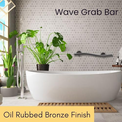 Wave Grab Bar for Bathroom Shower Toilet Steps Home/304 Stainless Steel/Oil Rubbed Bronze/Right/ 24" - color: Oil Rubbed Bronze, Right Hand, size: 24 in.