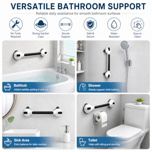 Suction Grab Bars for Shower, 16.8 Inch Bathroom Safety Handle 2 Pack | Suction Grab Bars; Shower Grab Bar Handle; Bathroom Safety Rail; No Drill Shower Handle; Elderly Bathroom Aid