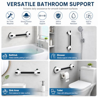 Suction Grab Bars for Shower, 16.8 Inch Bathroom Safety Handle 2 Pack | Suction Grab Bars; Shower Grab Bar Handle; Bathroom Safety Rail; No Drill Shower Handle; Elderly Bathroom Aid
