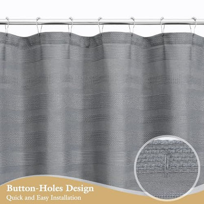 Long Boho Farmhouse Shower Curtain Set with Tassel, Linen Bohemian French Country Chic Bathroom Shower Curtain Set, Modern Striped Textured Shower Curtain 72x78 - Light Grey - color: Lightgrey, size: 72"W x 78"L (Pack of 1)