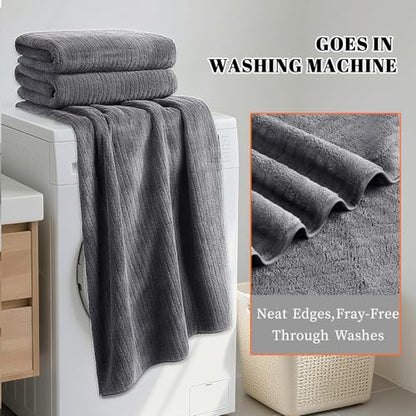 Bath Towels Set of 4 Extra Large 35 x 70 Inches,Luxury Thick High Absorbent Quick Dry Bath Sheet,Ultra Soft Microfiber,Bathroom,Beach,Yoga,Sport,SPA (Grey) - color: Grey, style: 4 Piece Bath Towels