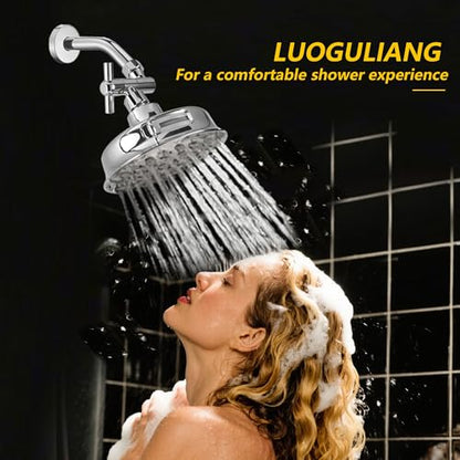 All Metal Adjustable Shower Head Extension Adapter, 360° Swivel Stainless Steel Showerhead Adapter for Fixed and Rain Showerhead, Chrome