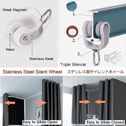 Flexible Bendable Ceiling Curtain Track Wall Mount, Sliding Ceiling Track System Aluminum Heavy Duty Room Divider Curtain Rod For Hang Curtains, Curved Shower, RV Curtain Rails, Bay Windows - color: Black, size: 1m-3.3ft