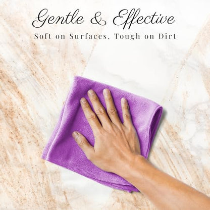 EcoSol Designs - Microfiber Towels, Cleaning & Drying Must-Have, Soft, Thick Dry/Wipe for Personal/Home/Office/Car Use, 4 12x12 Towels with Hanging Loops in Dark and Light Pink, Purple & Lavender - color: Pink Dark, Pink Light, Purple, Lavender