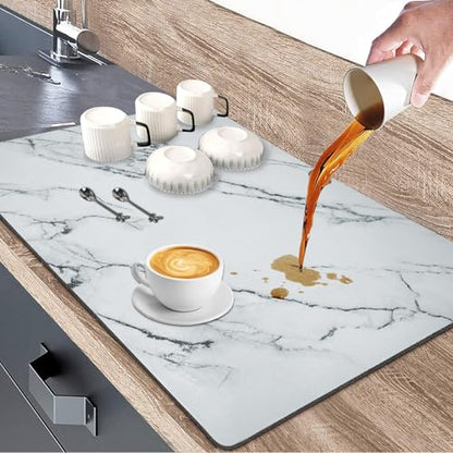 Dish Drying Mats for Kitchen Counter, 24"X16" Coffee Bar Mat for Countertops Heat Resistant Drainer Mat with Non-slip Rubber Backed Large Kitchen Drying Mat Absorbent Draining Mat (Light Gray) - color: Light Gray