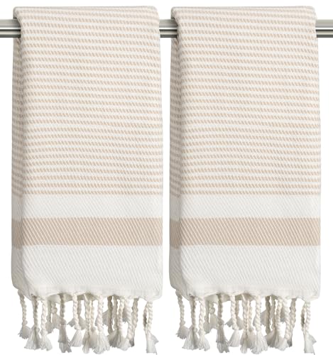cabanana Hand Towels for Bathroom - 2-Pack,20x40 Inch-100% Cotton,Turkish Bathroom Hand Towels,Super Absorbent & Quick-Dry Soft for Bath, Kitchen, Spa, Face, Hair, Dishcloth (Beige) - color: Z Beige 20x43