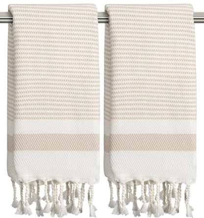cabanana Hand Towels for Bathroom - 2-Pack,20x40 Inch-100% Cotton,Turkish Bathroom Hand Towels,Super Absorbent & Quick-Dry Soft for Bath, Kitchen, Spa, Face, Hair, Dishcloth (Beige) - color: Z Beige 20x43