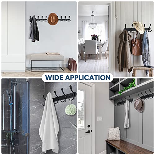 TICONN Wall Mounted Coat Rack, Five Heavy Duty Tri Hooks All Metal Construction for Jacket Coat Hat in Mudroom Entryway (Matte Black, 2-Pack) - color: Matte Black