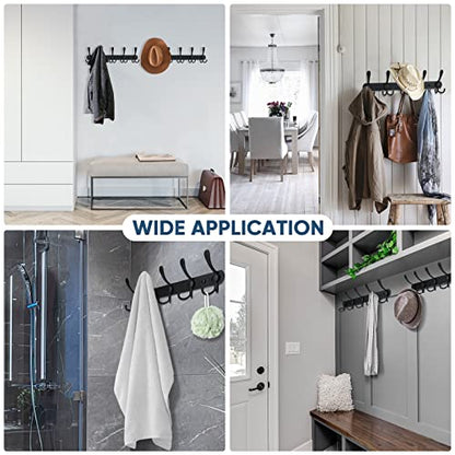 TICONN Wall Mounted Coat Rack, Five Heavy Duty Tri Hooks All Metal Construction for Jacket Coat Hat in Mudroom Entryway (Matte Black, 2-Pack) - color: Matte Black
