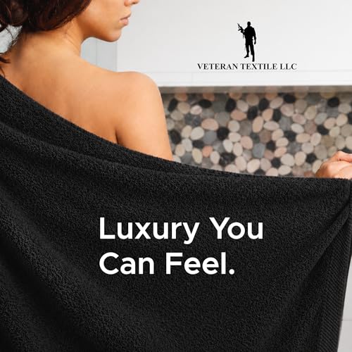 Veteran Textile LLC - 6 Pieces - Turkish Cotton - Luxury Towel Set for Bathroom & Kitchen, 2 Bath Towels, 2 Hand Towels & 2 WashCloths *Valued $79.99* (Black) - color: Black