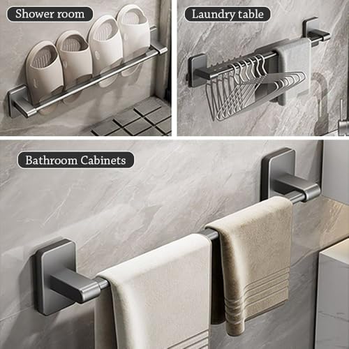 Towel Holder No Drilling Aluminum Alloy Bathroom Shelves Self-Adhesive Towel Storage Rack (30cm,Grey)