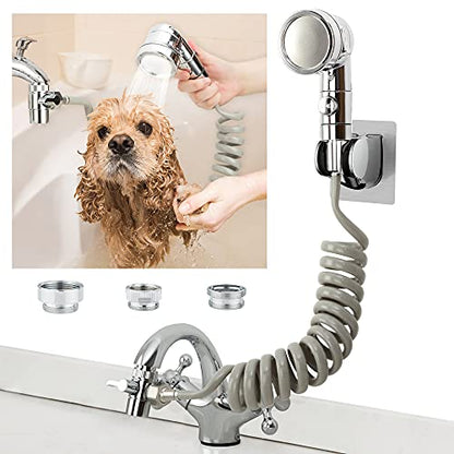 ZCONIEY Sink Faucet Sprayer Attachment Hair Pet Rinser Showerhead with Stop Water-saving Function - color: a-silver