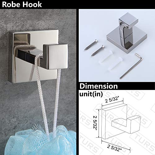 TURS Bathroom Accessory Set Polished Towel Ring Set Stainless Steel Toilet Paper Holder Towel Ring Robe Hook Wall Mount - color: Polished