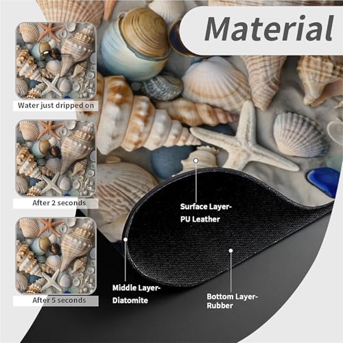 Faucet Fast Absorbent Pad - Beach Sand Shells Starfish , Suitable For Kitchen, Bathroom, Island And Other Scenes - color: Beach Sand Shells Starfish