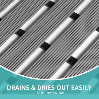 OTHWAY Large Shower Mat, 35.4 x 24 Inch No Suction Cup Shower Mat Non Slip, Quick Drain Large Non Slip Shower Mats for Inside Shower, Heavy Duty Curlable PVC Shower Floor Mat, Dark Grey - color: Dark Grey