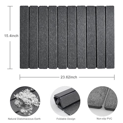 Stone Drying Mat for Kitchen Counter, 24"L x 16" W Quick Stone Dish Drying Mat Diatomaceous Earth Super Fast Absorbent Collapsible Countertop Kitchen Mats Grey