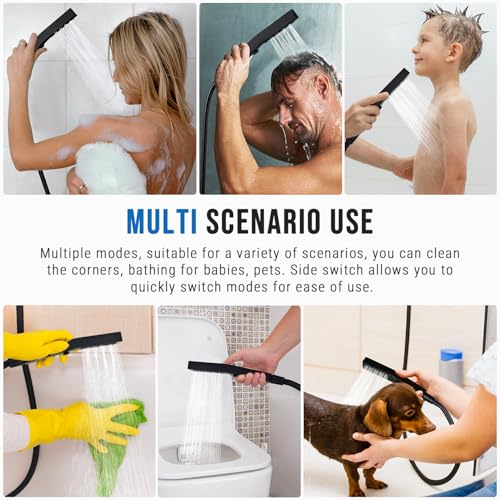 G-Promise All Metal Square 3 Function Handheld Shower Head(Matte Black) | All Metal Construction, 3 Function Modes with Massage, Modern Look, Push Switch, Easy Installation - color: Matte Black, style: Square