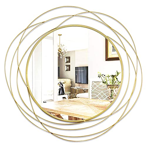 ironsmithn 26.8 Inch Round Gold Dressing Mirrors for Wall | Metal Frame Modern Circle Hanging Decor Wall Mounted Mirrors for Bathroom, Living Room, Entryway, Bedroom, Hallway - color: Gold, size: 26.8"L x 26.8"W