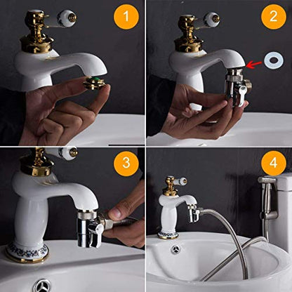 DV09 Kitchen and Bathroom Sink Faucet Diverter Valve with Aerator and Male Threaded Adapter for 1/2" Hose Attachment for Water Diversion Brass