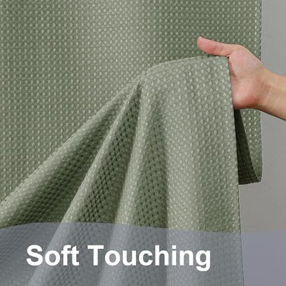 Sage Green Shower Curtain 84 Inches Extra Long, Waffle Weave Heavy Fabric Shower Curtain for Bathroom, Waterproof Soft Hotel Spa Luxury Elegant Bath Curtains, Machine Washable, 72x84 Inch - color: Sage Green, size: 72"W x 84"L (Pack of 1)