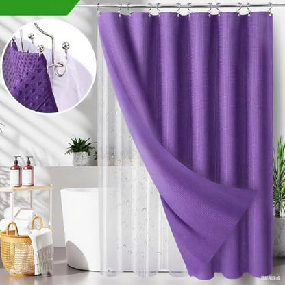 25 PCS Purple Bathroom Accessories Set丨Shower Curtain Bathroom Accessory | All-in-One Kit with Shower Curtain,rug,Trash Can,Toothbrush Holder,Toilet BrushSoap Dispenser,Toothbrush Cup,etc for Home - color: Purple