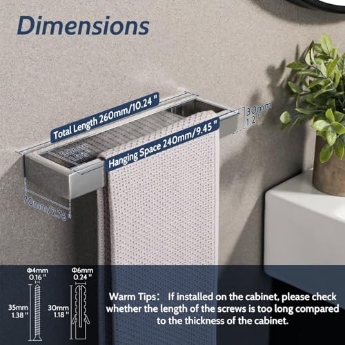 Sayayo Polished Chrome Towel Bar for Bathroom, 10 Inch Hand Towel Holder Wall Mount Square Towel Ring SUS304 Stainless Steel Towel Rack - color: Chrome, size: 10 INCH