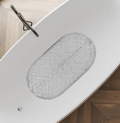 Splash Home Metallic Bathtub Mat Non-Slip, Shower Mat with Suction Cups and Drain Holes Bath Mat for Tub, 28 L x 15 W Inches, PVC - Clear