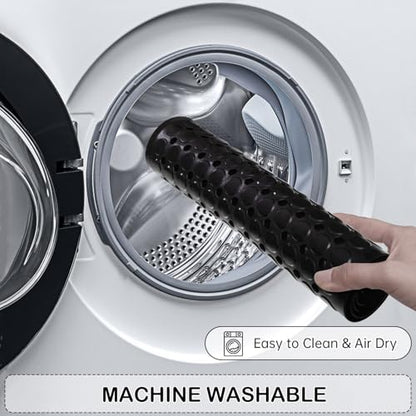 Non-Slip Bathtub and Shower Mats, Power Grip Bath Mat 35 x 16.3 Inch with Suction Cups and Drain Holes for Tub Bathroom Floor Safety, Machine Washable Soft Bathmat, Black - color: Black