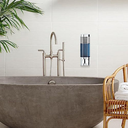 Pollock Pollock Shampoo and Conditioner Dispenser Wall Mounted | Shower Soap Dispenser 2 Chamber No Drill, Shampoo Dispenser for Shower, Body Wash Dispenser for Bathroom, Large Capacity - color: Silver Dg1 Chamber
