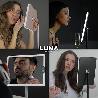 Orbit LED Vanity Mirror with Lights, 7X/1X Magnification, Dimmable & USB-C Rechargeable Tabletop Mirror - Chalk Grey - color: Chalk Grey