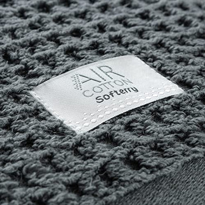 Softerry Waffle Bath Towel Set - 100% Soft Cotton - Plush and Extra Absorbent - Luxury Hotel & Spa Quality - Fade Resistant - Eco-Friendly (Space Gray, Set of 4 Bath) - color: Space Gray, size: Set of 4 Bath