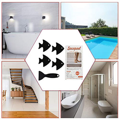 Secopad Bathtub Stickers Non-Slip, 24 PCS Safety Shower Treads Adhesive Appliques with Premium Scraper (Black) - color: Black