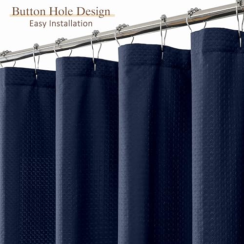 Aiyufeng Navy Blue Shower Curtains for Bathroom，Dot Like Embossed Textured Waterproof Soft Polyester Cloth Shower Curtain，Hotel Spa Machine Washable，72Wx72L - color: Navy Blue, size: 72"W x 72"L (Pack of 1)