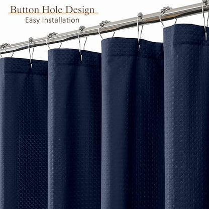 Aiyufeng Waterproof Fabric Shower Curtains for Bathroom，Dot Like Embossed Textured Soft Polyester Cloth Stall Shower Curtain，Hotel Luxury Quality Machine Washable，36Wx72L，Navy Blue - color: Navy Blue, size: 36"W x 72"L (Pack of 1)