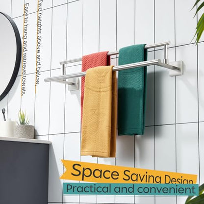 KOKOSIRI Hand Towel Holder Brushed Nickel Bathroom Rack 20-Inch Double Bath Towel Bars Rails for Garage Kitchen Stainless Steel B5009BR-L20 - color: Brushed Nickel, size: 20-Inch