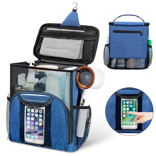 Attmu Mesh Shower Caddy Portable Dorm Room Essentials, Toiletry Tote Bag | Quick Dry, Large Capacity Haning Shower Bag for College Dorm Room Essentials for Boys and Girls for Bath Camping (Blue) - color: Blue