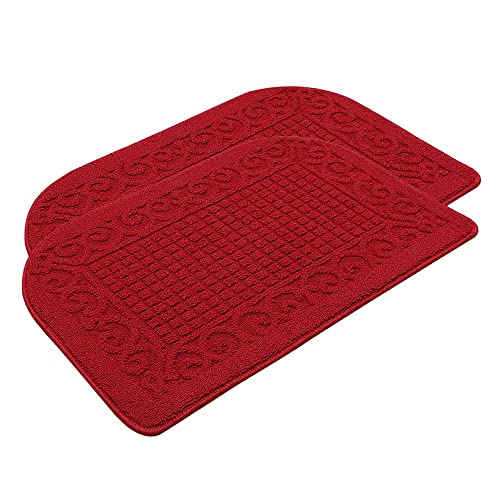 COSYHOMER 32x20 Half Round Kitchen Rug,Non Slip Washable Mat,Burgundy 2PCS | Polypropylene tufted textile,small half circle rug,kitchen sink mat,Kitchen floor mat - color: Burgundy 2pcs, size: 1'8" x 2'8" (Semicircular)