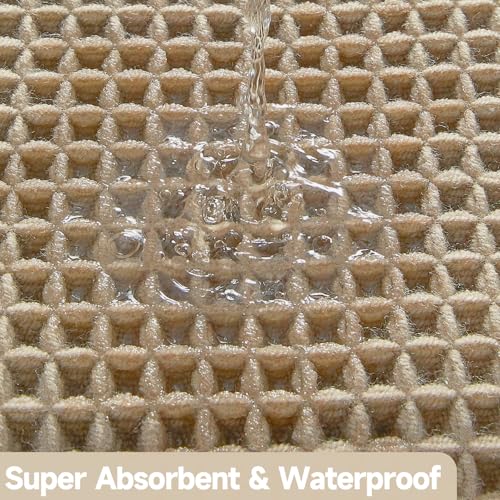 TYUU Waffle Runner Rug Bathroom, Long Boho Bathroom Rugs Non Slip Washable Super Absorbent Quick Dry Farmhouse Bath Mat, 72"x24" Khaki - color: Khaki, size: 2' X 6' (Runner)