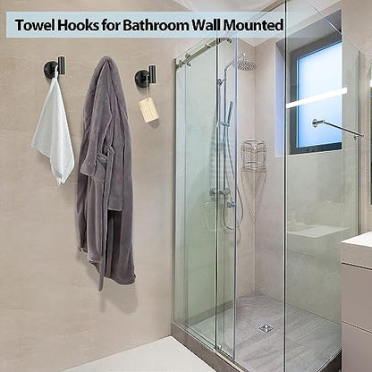 Kruodop Towel Hooks for Bathroom,2 Packs Wall Mount Towel Holder, Matte Wall Robe Hook,Stainless Steel Heavy Duty Door Hanger Towel Hook for Kitchen, Bedroom,Hotel,Pool,Coats, Silver - color: 2pcs silver