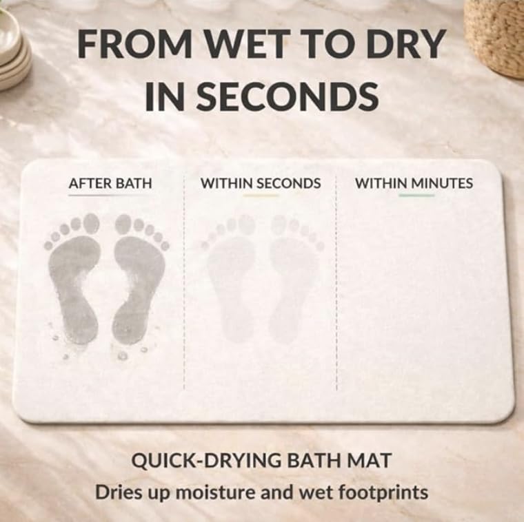 Stone Bath Mat – Diatomaceous Earth Quick Drying Non-Slip Bathroom Mat Rug– Absorbent Diatomite Shower Mat, Durable & Easy to Clean, Modern, 23.6" x 15.3", (White - Marble) - color: White - Marble
